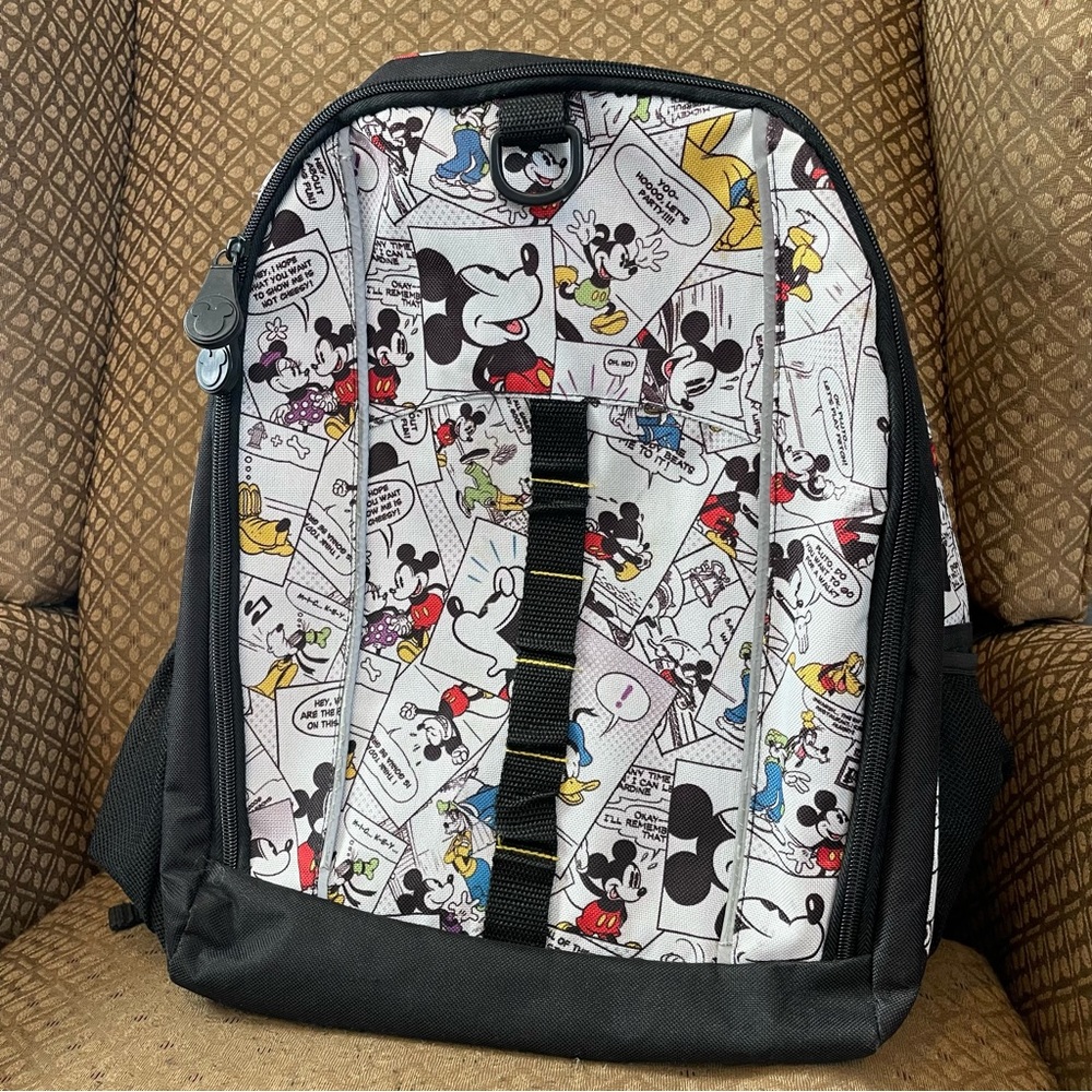 Disney Parks Mickey Mouse Black & White Multicolor Backpack Comic Strip Theme